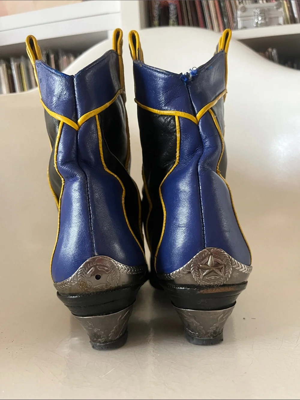 VINTAGE Hippopotamus Genuine Leather Cowgirl Boots Royal Blue size 9